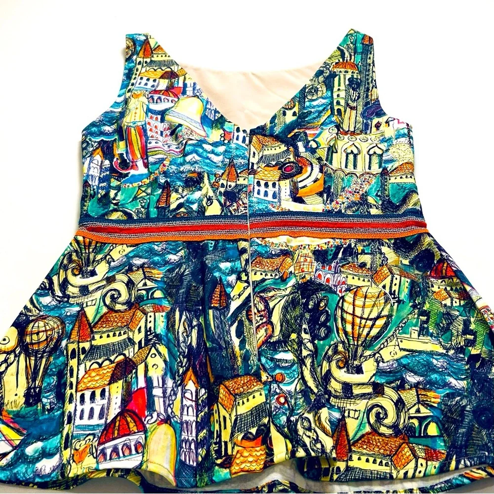 Anthropologie Weston City Scape Peplum Top Size XS - Picture 7 of 7